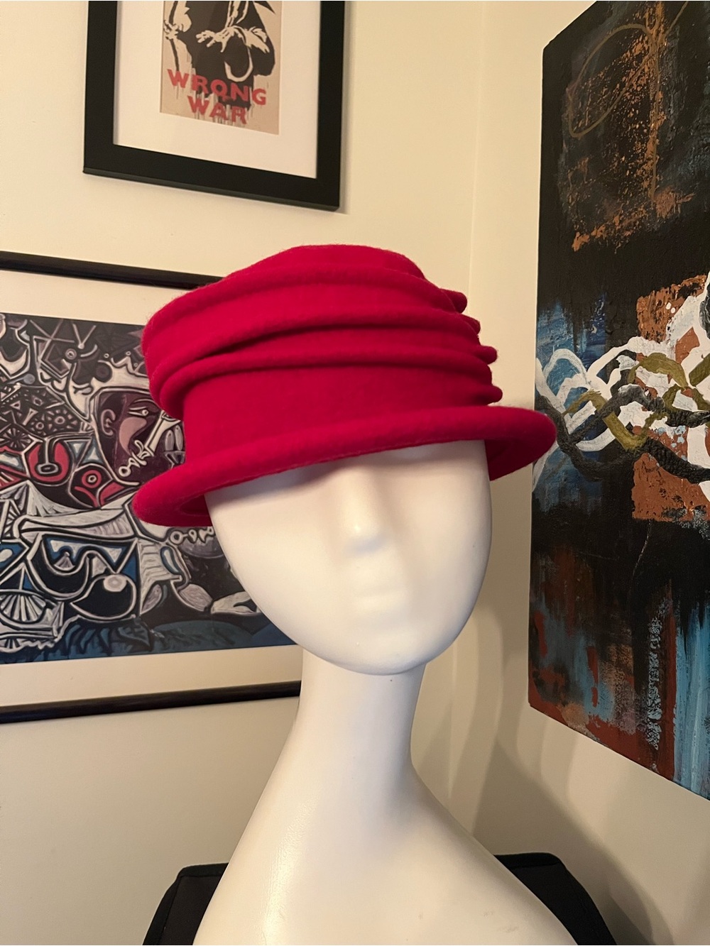 Vintage Parkhurst 100% Wool Pleated Cloche/Pixie Hat
